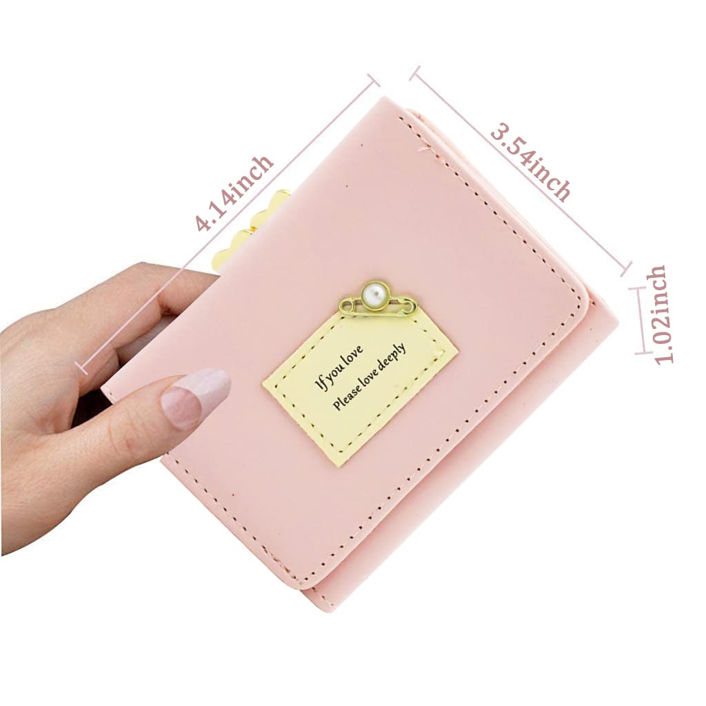 SANNIDHI® Women's Wallet Ladies Purse PU Leather Short Small Wallet for Women with Multiple Card Slots and Card Holders, Pink