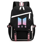 PALAY® BTS Bag for Girls, Kids Stylish Kpop Bangtan BTS School Backpack for Boys, Girls Student Bag for School, College Shoulder Backpack for Girls, Boys Laptop Bags BTS Gift Girls, Boys - Black