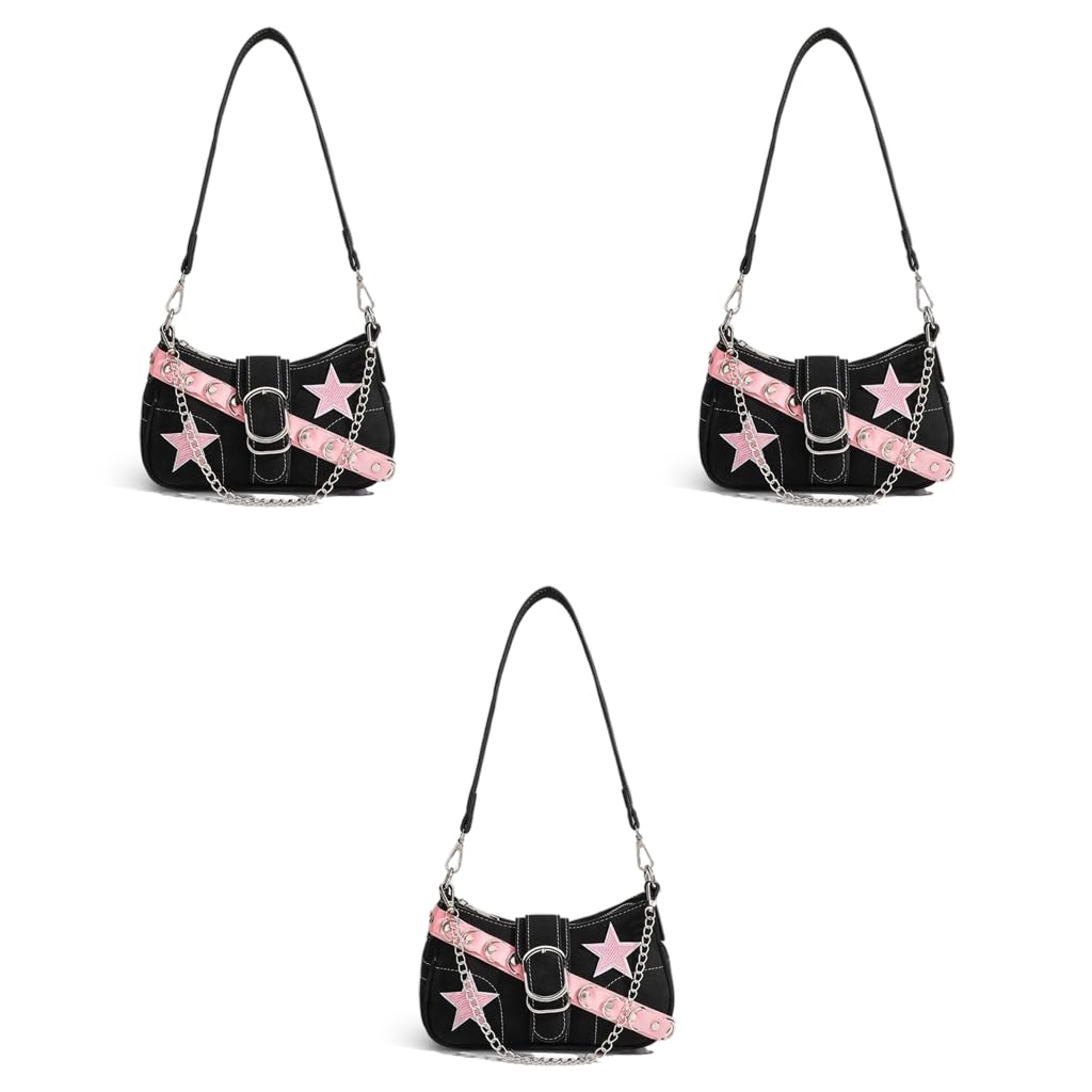 PALAY Shoulder Bag for Girls featuring Chain Charm and Zipper Closure 23x7x13cm | Y2K Canvas Hobo