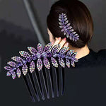 PALAY® Purple Leaf Hair Clips for Women Flower Hair Comb Pins Slide Hair Clips for Girls Crystal Barrettes Bridal Charm Hair Accessories(Purple)