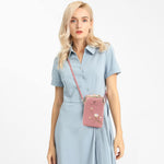 PALAY Womens Small Crossbody Phone Bag for Travel with 7 in Height & Smooth Zipper | Pink PU Leather Wallet Purse