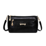 PALAY Small Crossbody Bag for Women with 4 Zipped Compartments 24×14×7cm Soft PU Leather Black