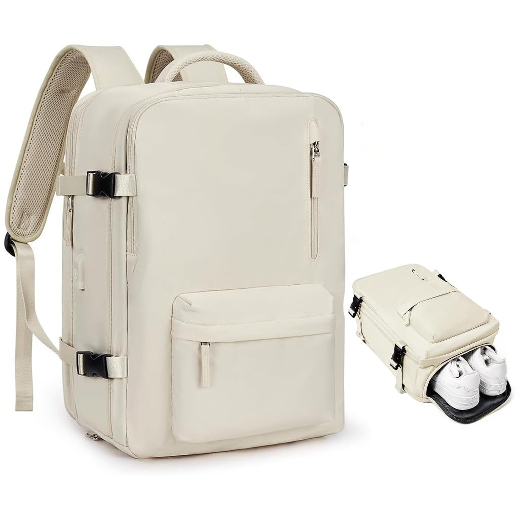 PALAY® Travel Backpack with Seperate Shoe Storage 14'' Laptop Backpack Full Open Zipper Bakcpack with Multi Compartments Fashion Outdoor Travel Waterproof Backpack
