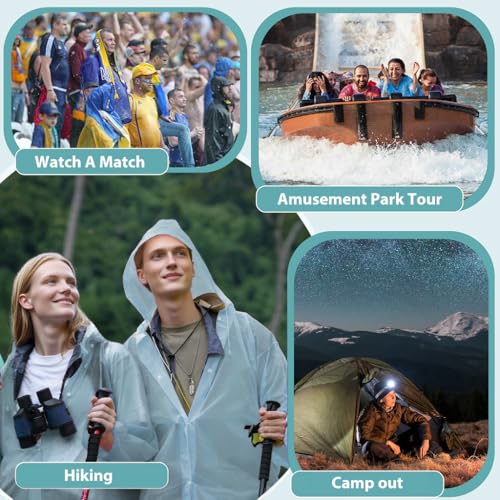 PALAY® Rain Ponchos for Adults Reusable EVA Raincoats with Hood for Women Men Camping Hiking Music Festival Outdoor Activities Pack of 2 Blue 3PCS