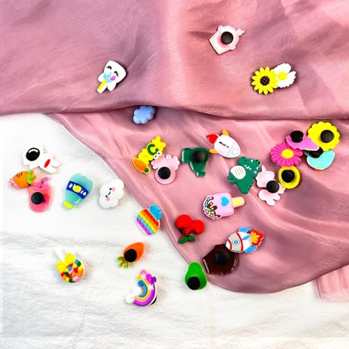 PALAY® 30 piezas de dijes para zapatillas de zuecos, dijes variados de dibujos animados para zapatillas de zuecos para niñas, dijes de goma para zapatillas de zuecos