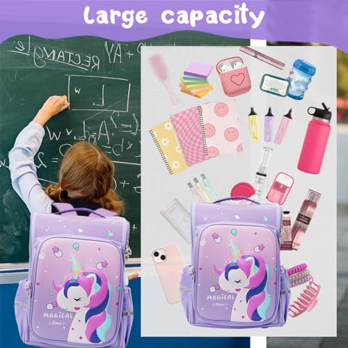 PALAY® Unicorn Bags for Girls Stylish School Bags for Girls Durable Waterproof School Bags for Boys Kids 7-12 Years Old Large Capacity Cute Backpack for Girls Birthday Gift