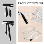 PALAY® Chiffon Sash Belts Black and White Set of 2pcs Chiffon Sash Belts Luxury Silk-touch Waist Belt Dress Sash Belt for Dresses, Blouses, Evening Dress, 1.5 inches x 125 inches