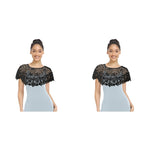 PALAY Knitted Shawl Capes for Women featuring Floral Crochet Pattern and 2 PCS Set | Elegant Cover Up for Beach and Off Shoulder Outfits