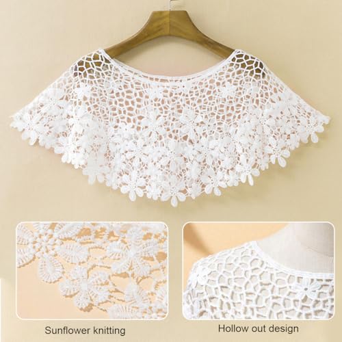 PALAY® Lace Shawl Poncho Cape for Women Floral Pattern Capelets Cover Up Wraps Knitted Shrugs for Evening Dress Loose Hollow Out Shawl for Off-shoulder, Beachwear, Strapless Dress