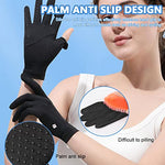 PALAY® Sun Protection Gloves & UV Arm Sleeves Combo for Women, Breathable Silk, Non-Slip, Touch Screen, Cooling, Full Finger & Open Tip, Outdoor Driving, Cycling, Gardening – Black