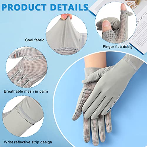 PALAY® 2 Pairs Hand Gloves for Sun Protection, Sun Protection Gloves for Women Bike Riding, UPF 50+ Breathable Summer Hand Glove for Cycling Riding Fishing, Non Slip & Touch Screen (Grey & White)