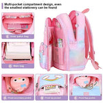 PALAY® School Bag for Girls and Boys Waterproof Stylish Durable Kids Bag Burden Relief Cartoon School Backpacks for Kids Birthday Gift Backpack for School, Picnic (6-12 Years Old) - Pink