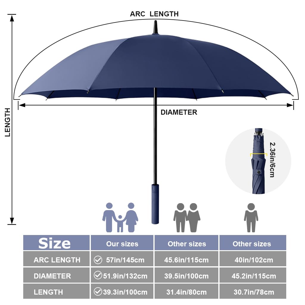 PALAY Umbrella for Men with 132cm Canopy and Auto One Touch Open | 8 Fiberglass Ribs