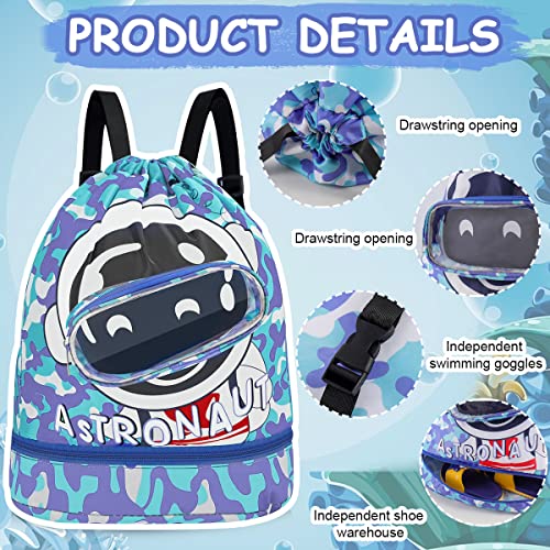 PALAY® Swimming Bag for Kids Cartoon Print Shoulder Bag for Kids Large Capacity Backpack for Boys Girls Wet Dry Separation Beach Bag Storage Bag for Clothes, Swimming Goggles