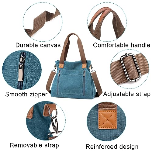 PALAY® Handbags for Women Canvas Tote Bag Large Capacity Hobo Bags for Women Girls with Detachable Shoulder Strap Women Bag for Shopping, School