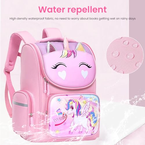 PALAY® School Backpack for Girls Kids, Unicorn School Backpack Kids Large Capacity Girls Backpack for School, Travel, Camping, Burden-relief School Backpack for Kids (1-5 Grade) - Pink