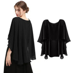 PALAY® Chiffon Shawl Wraps Capelet Formal Cover Up for Evening Dresses Black Sheer Party Wedding Capes for Women Off-shoulder Sun Protection Coverup Top for Beachwear, Gown, Strapless