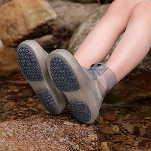 PALAY® Silicone Shoe Covers for Kids Men Women with Double-Breasted Anti-Slip and Waterproof Cover TPE Sole Wear-resistant Reusable for Rainy Season Size 5.5-7.5 3 PCS