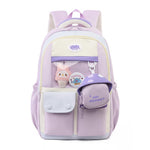 PALAY® Girls School Backpack with Transparent Pocket & Mini Detachable Pouch, Cute Nylon School Bag with Kawaii Ice Cream Ornament, Multi-Compartment Student Backpack, Padded Shoulder Strap