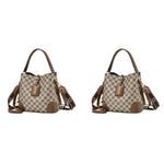 PALAY PU Bucket Bag for Women with Detachable Shoulder Strap and 23x12x22 cm Capacity | Check Pattern Crossbody for Daily Use