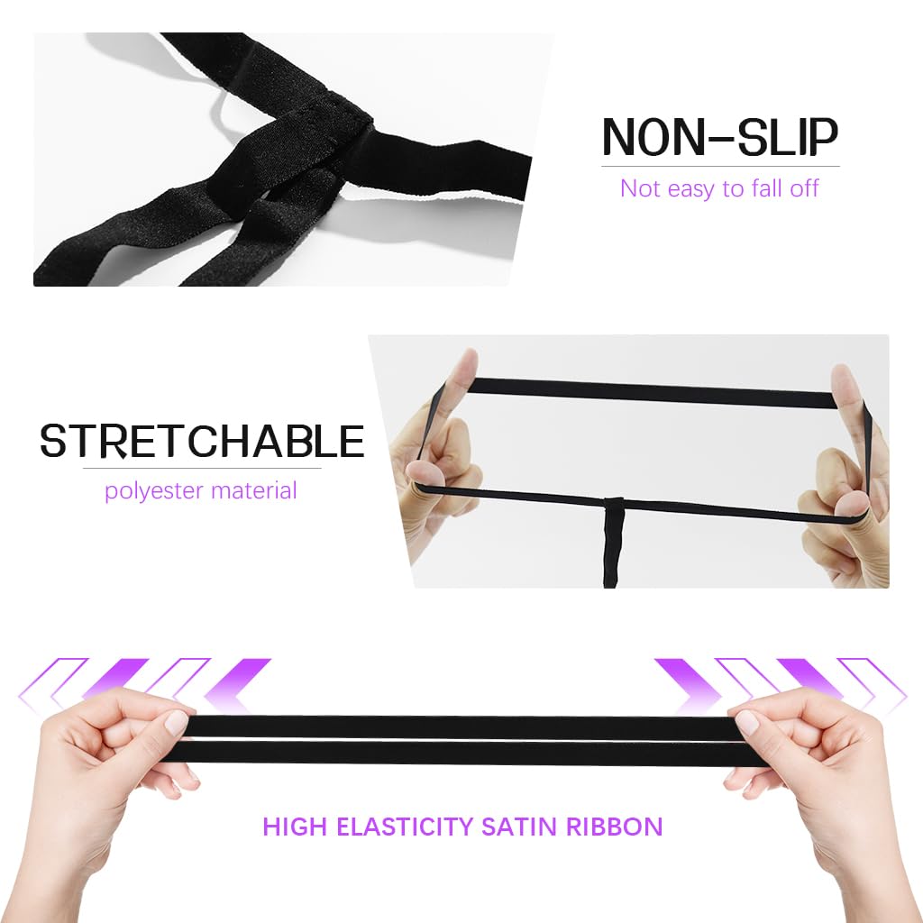 PALAY Leg Wraps for Women featuring Stretchy Non Slip Ribbons in Black | Stylish Pair