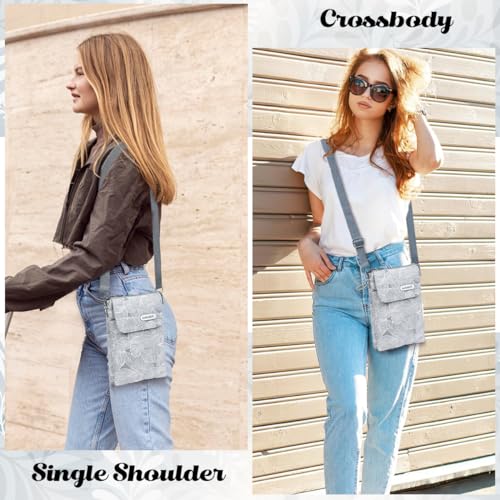 PALAY® Women Purse Bag Casual Phone Pouch Canvas Cloth Sling Minimalism Print Small Crossbody Shoulder 3 PCS