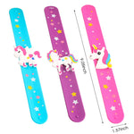 PALAY® 3pcs Unicorn Slap Bracelets Silicone Animal Snap Wristbands Birthday Party For Girls Gifts Favors