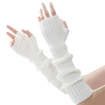 PALAY Hand Warmers for Women featuring 50cm Fingerless Design with Thumb Hole | White Knit Arm Sleeves
