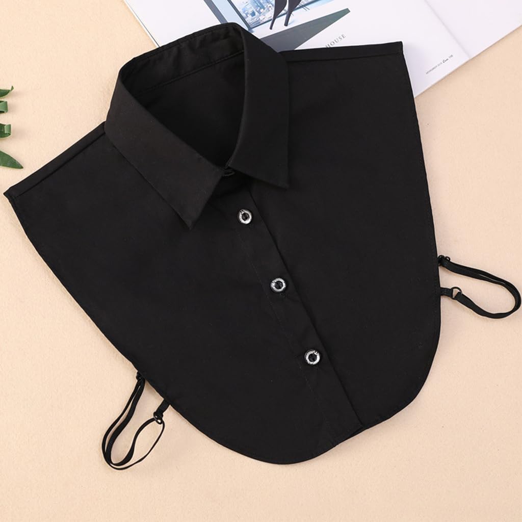 PALAY® Detachable Collar for Women Black Fake Collar Cotton Half Shirt False Collar Detachable Collar Shirt for Office Women, Lady Detachable Dickey Tops Collar for Girls and Women