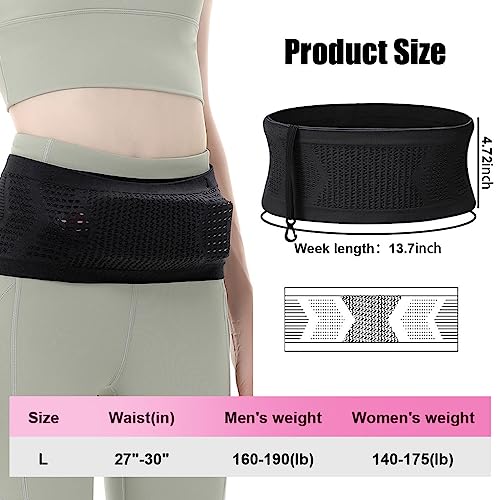 PALAY® Slim Running Belt Bag with Hook Elastic Open Waist Bag for Keep Phone, Keys, Earbuds, Waist Bag with Large Capacity Running Waist Pack for Workouts, Exercise, Cycling, Travel