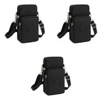 PALAY Small Crossbody Phone Bag for Women 19×10×6cm with 3 Zipper Pouch Design | Black 3 PCS