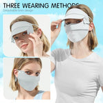 PALAY® Full Face Sun Mask for Women UPF 50 Face Cover with Detachable Brim Reusable Summer Cooling Mask for Cycling Golfing Green Full 3PCS