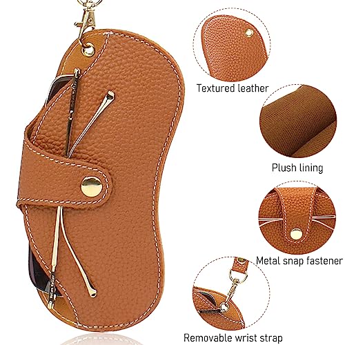 PALAY® Sunglasses Organizer Box Soft Leather Sunglasses Case Stylish Case With Wrist & Shoulder Strap, Waterproof, Dustproof, Classic Brown