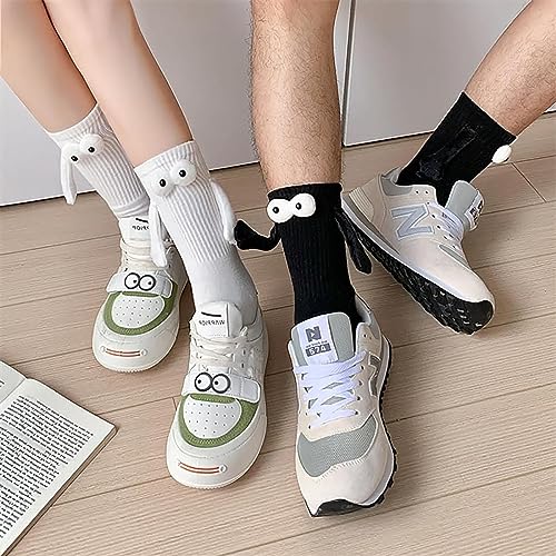 PALAY® 2 pair Cotton Socks Unisex Socks Funny Couple Socks Ankle Socks for Men Women Home Socks Floor Socks Friendship Gift Christmas Gift (Black & White)