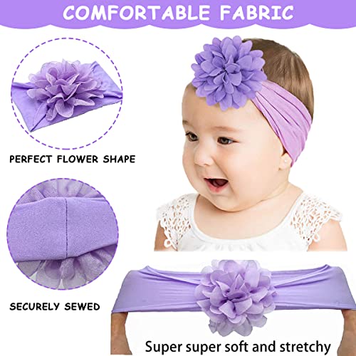 PALAY® Girl 6Pcs Headbands Baby Hair Bands Flowers Chiffon Nylon Head Wrap Soft Stretchy Hair Wrap Cute Hair Accessories For Newborn Infant Toddlers Kids, Multi-Colour