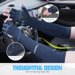 PALAY® Hand Gloves for Sun Protection Bike Riding Non-Slip Touch Screen UV Arm Sleeves Men Women Silk Cooling Breathable for Driving Cycling Blue 2PCS