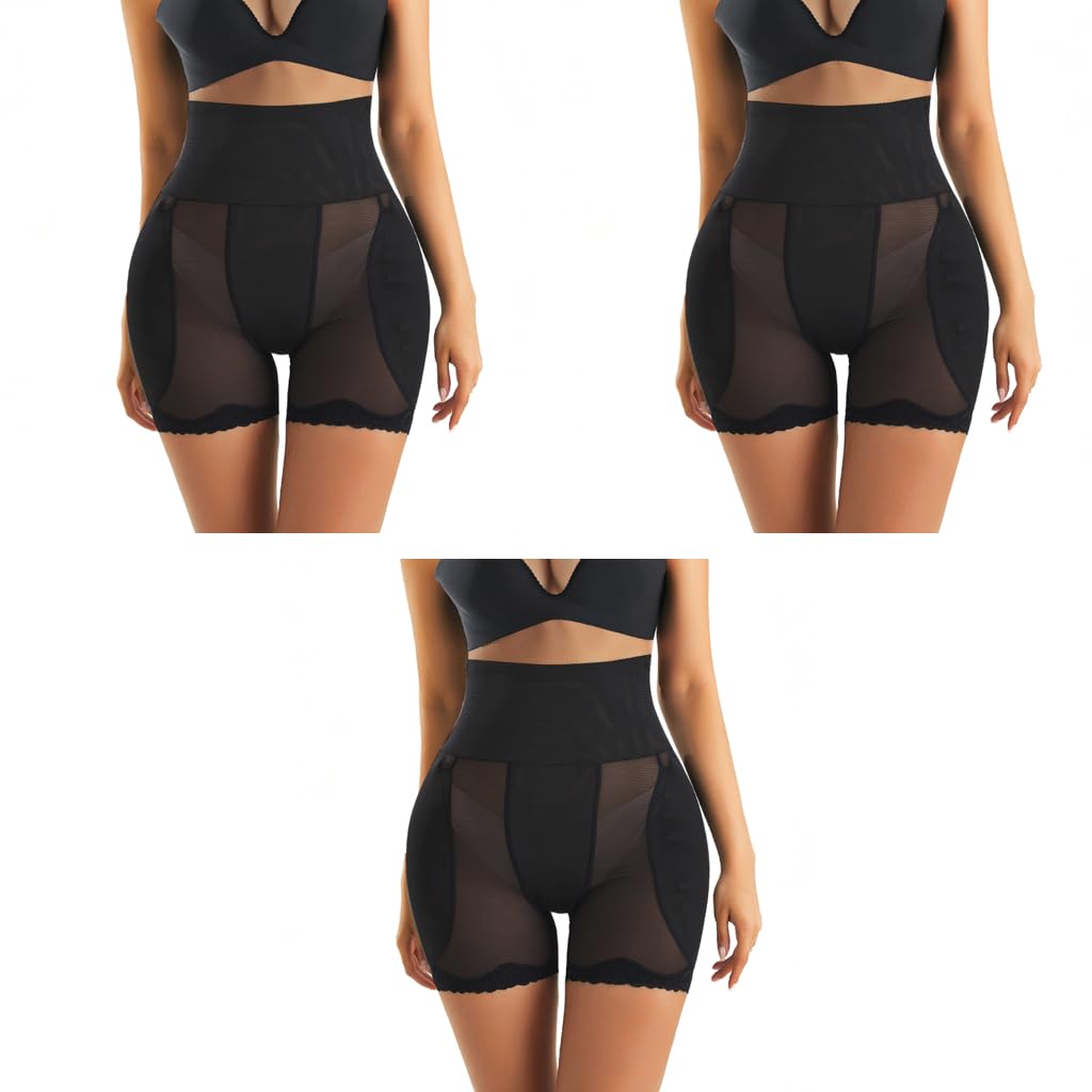 PALAY Hip Pads for Women with Dual Hip Inserts and Dacron Fabric | 3 PCS Black Shapewear
