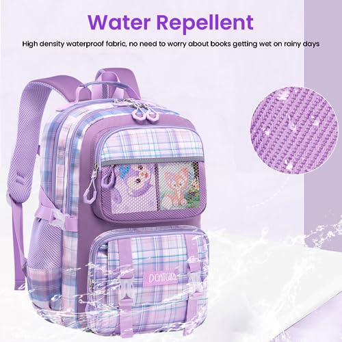 PALAY® School Bag for Girls Kids Stylish Waterproof Cartoon Design Girls School Bag Large Capacity School Backpack for Girls Gift School Bag for Girls (6-12 Years Old) - Purple