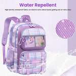 PALAY® School Bag for Girls Kids Stylish Waterproof Cartoon Design Girls School Bag Large Capacity School Backpack for Girls Gift School Bag for Girls (6-12 Years Old) - Purple