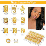 PALAY® 220 Pcs Gold Hair Jewelry for Women Braids Stylish Metal Hair Pendants Charm for Braids, Hair Extension, Dreadlocks Rings Cuffs Clips Hair Accessories for Women Girls