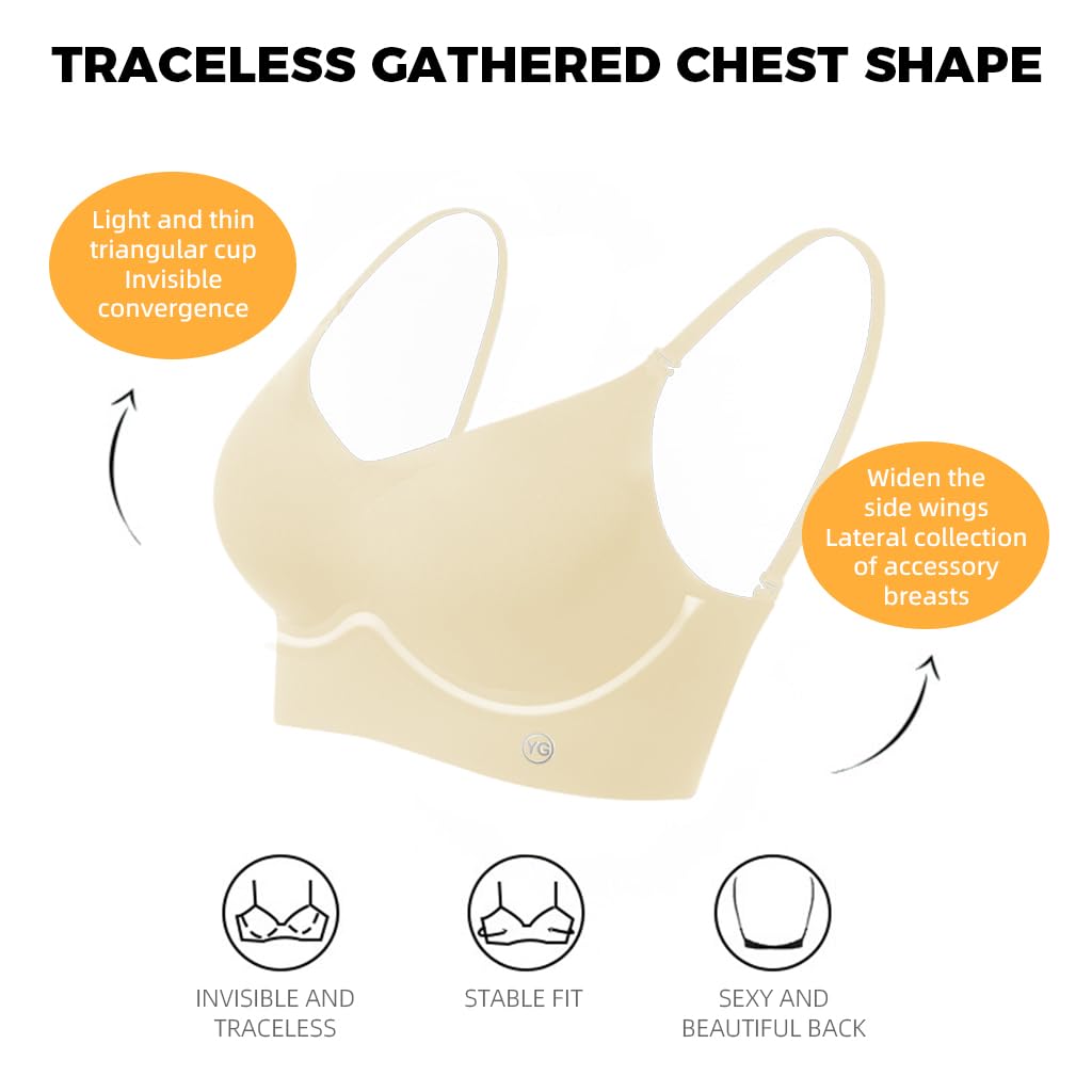PALAY® Women's Bra Summer V-Neckline Bra with Adjustable Strap Breathable Bra Stylish Cross Back Bra Yoga Bra Base Layer Bra, S