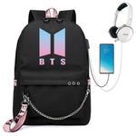 SANNIDHI® Kpop Bangtan Boys Casual Backpack Daypack Laptop Bag School Bag Bookbag Shoulder Bag with USB Charging Port