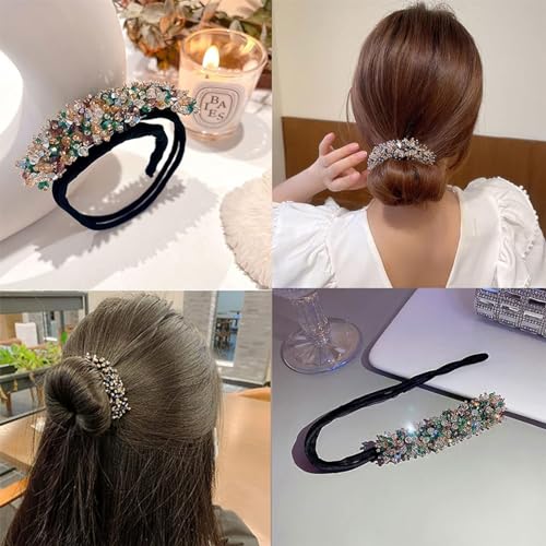 PALAY® Hair Bun Accessories for Women and Girls Stylish Rhinestone Magic Hair Bun Maker