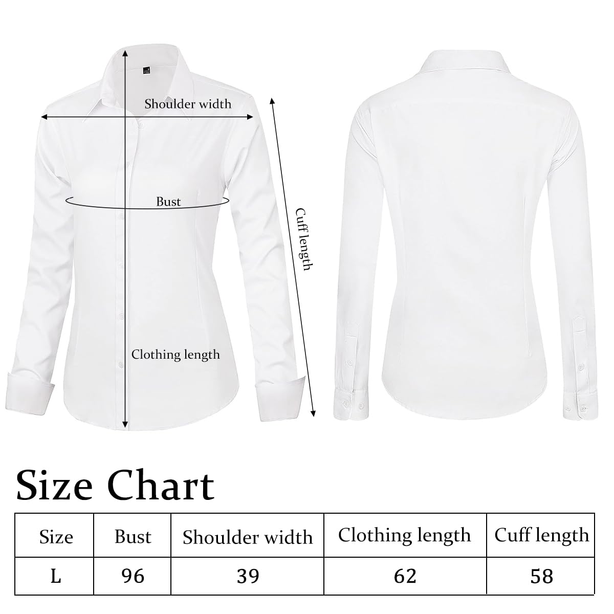 PALAY Women's Dress Shirt for Office and Casual Wear with 96cm Bust | Stretch Cotton Blend