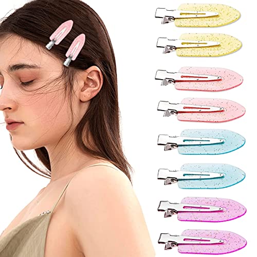 PALAY® 8Pcs No Bend Hair Clips Crystal No Crease Bangs Alligator Hair Barrettes No Dent Duck Bill Hair Clips Girls Makeup Salon Hairstyle Hairdressing, Multicolor