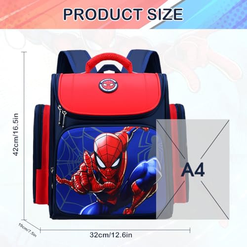 PALAY® School Backpack for Boy Kids Spider Man Waterpoof Large Capacity