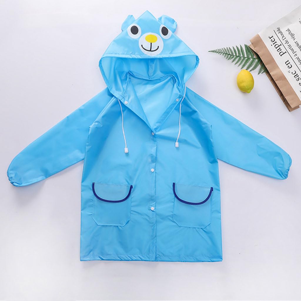 PALAY Raincoat for Kids with Hood and Pockets 2 PCS Polyester Ponchos | Bright Cartoon Design