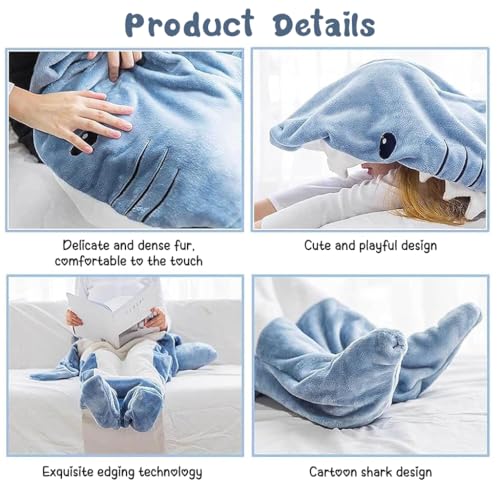 PALAY® Shark Blanket Pajamas for Women Men Adult Warm Fleece Soft Plush Wearable Hoodie Onesie Sleeping Bag Party Halloween Costumes L Suit for 155-168cm Height 40-57 kg 2 PCS