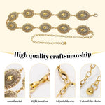 PALAY® Belt for Women Dresses Golden Metal Concho Hip Belt for Saree Fashion Vintage Waist Chain Adjustable Boho Western Ladies Belt Saree for Dresses Jeans Skirts X 2