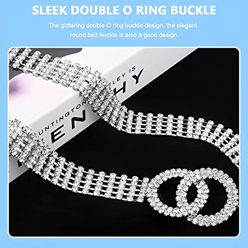 PALAY® Rhinestone Belt for Women Fashion Womens Belts for Dress Metal Tassel Waist Belts Women Silver Shiny Crystal Belt for Jeans Blouse Blazer Dress